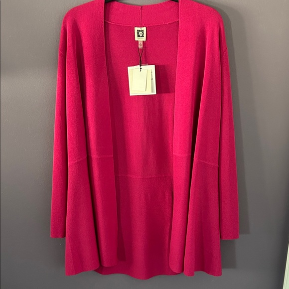 Anne Klein Vibrant Pink Open Cardigan - Picture 1 of 9